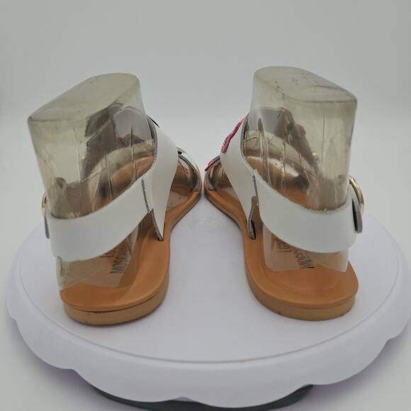 Love Moschino "I DO" Size 6.5 White Ankle Strap Bride Heart Wedding Sandals EUC - Picture 4 of 16